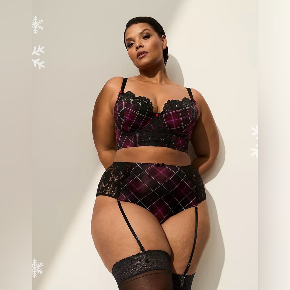 Lane Bryant Holiday Christmas Seasonal Hylander Plaid Lace Women's Lingerie Set - Picture 2 of 15